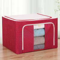 装衣服收纳箱牛津布纺棉被袋布艺储物箱有盖大号折叠衣柜整理箱子|红点(环保无纺布款)大促 100升四钢架