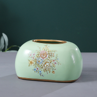 创意北欧风ins陶瓷纸巾盒轻奢家用欧式现代客厅餐厅装饰抽纸巾盒|万紫千红纸巾盒[圆形]