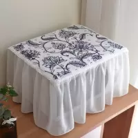 四面微波炉套子防尘罩全包烤箱罩格兰仕美的微波炉帘盖巾盖布北欧|彼岸花-蓝 长48-宽38-高28cm