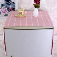 单开门双开门冰箱罩 洗衣机盖布储物袋小清新棉布家用电器防尘罩|粉格 双开冰箱巾70*170cm