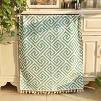 滚筒洗衣机罩防晒帘遮挡帘布小天鹅全自动洗衣机帘防尘帘海尔套|绿色迷宫格 宽70cm*高90cm[套餐2](杆子+夹杆贴)