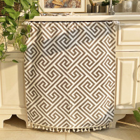 滚筒洗衣机罩防晒帘遮挡帘布小天鹅全自动洗衣机帘防尘帘海尔套|黑色迷宫格 宽70cm*高90cm[套餐1](仅杆子)