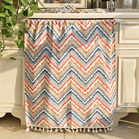 滚筒洗衣机罩防晒帘遮挡帘布小天鹅全自动洗衣机帘防尘帘海尔套|七彩波浪纹 宽70cm*高90cm【套餐2】（杆子+夹杆贴）