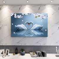 电视机防尘罩套新款简约现代家|情侣天鹅-蓝色-所有款为2代双倍加厚布料背面加长全包 42/43英寸(宽98*高65cm)