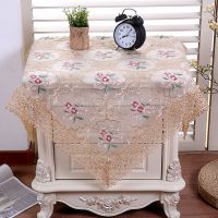 万用盖巾餐桌盖布圆桌盖布茶几桌布蕾丝长方形餐桌床头柜防尘罩|七彩梅咖色 60*60一片装