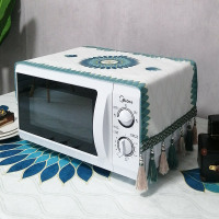 棉麻微波炉罩格兰仕美的格力防尘防油套盖布烤箱罩盖|美式流苏(新品雪尼尔面料) 60*170cm双开门冰箱通用