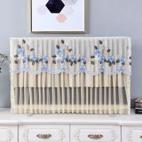 液晶电视机罩挂式壁挂防尘曲面32寸42寸50寸55寸防尘罩盖|(魔术贴款)玫瑰花-蓝 电视柜罩长160*宽40高40cm