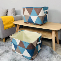 布艺收纳筐三层加厚衣橱整理中大号脏衣篮儿童玩具置物盒衣物|[普通款]彩色几何 [大号]