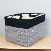 布艺收纳筐三层加厚衣橱整理中大号脏衣篮儿童玩具置物盒衣物|【普通款】黑边灰菱形 【小号】长38*宽28*高25cm