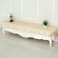 电视柜罩台布桌布罩电视机盖布防尘罩布艺鞋柜盖布罩长方形盖布|吉祥如意--米色 电视柜35--160