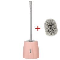 马桶刷多功能创意壁挂免打孔家用卫生间软毛刷子长柄厕所刷洁厕刷|[落地款]桃花红+替换头