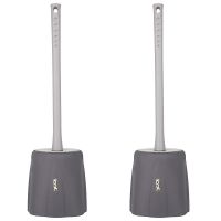 马桶刷多功能创意壁挂免打孔家用卫生间软毛刷子长柄厕所刷洁厕刷|2支装[落地款]都市灰