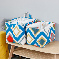 布艺收纳筐三层加厚衣橱整理中大号脏衣篮儿童|[出口款][加厚含防尘束口]彩方块 [加大号]长45.5*宽36*高45cm