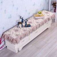 电视柜罩台布桌布罩电视机盖布防尘罩布艺鞋柜盖布罩长方形盖布|夹棉防滑花语咖色 电视柜35--140