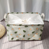 大号布艺收纳箱脏衣物筐防水有盖被子可折叠杂物整理收纳盒|牛油果(束口) 38*26*23中号束口