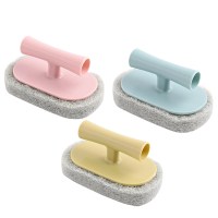 台面刷子带手柄海绵擦百洁刷魔力擦去污刷厨房用刷水池浴缸瓷砖刷|3个装双孔混装