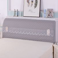 全包夹棉床头罩弹力软包床头防尘罩实木床头保护罩加厚夹棉床头套|灰色床头罩 2米