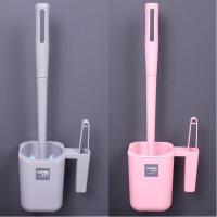 卫生间无死角马桶刷套装清洁刷长柄塑料洁厕刷洗厕所刷子厕所刷子|樱花粉+高雅灰(2个装)