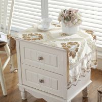 欧式床头柜盖巾棉麻电视柜布盖布防尘罩桌布|霜桐床头柜布蕾丝边(含蕾丝边在内) 40*90cm(含每边10cm吊穗)