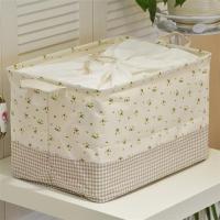 卡通特大棉麻收纳箱折叠式衣服玩具收纳盒整理箱防尘可水洗储物袋|米碎花束口 特大号长50*宽40*高50