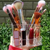 透明亚克力化妆刷桶口红美妆蛋化妆品收纳盒梳妆台桌面眉笔粉刷筒