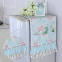 冰箱盖布防尘罩单开门对双开门冰箱罩盖布巾蕾丝洗衣机罩套帘布艺|花语系列-绿色 单开冰箱/洗衣机罩
