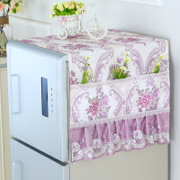 冰箱盖布防尘罩单开门对双开门冰箱罩盖布巾蕾丝洗衣机罩套帘布艺|恋花-紫 单开冰箱/洗衣机罩