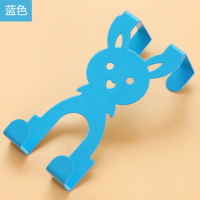 卡通兔门后挂钩创意铁艺钩子无痕免钉挂衣钩卧室门挂钩厨房毛巾架|蓝色5个