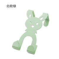 卡通兔门后挂钩创意铁艺钩子无痕免钉挂衣钩卧室门挂钩厨房毛巾架|北欧绿3个