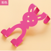 卡通兔门后挂钩创意铁艺钩子无痕免钉挂衣钩卧室门挂钩厨房毛巾架|粉色10个