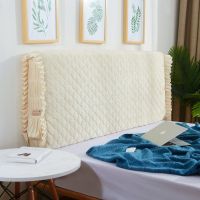 欧式全包床头罩床头套防尘罩皮床木床软包保护套弹力加厚布艺靠背|D款-水晶绒床头罩-米黄 2.0米床头罩