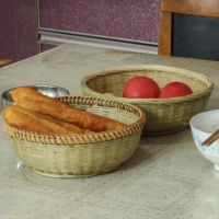 手工馒头筐厨房收纳水果蔬菜篮子淘米洗菜蒸馒头竹制品果篮家用