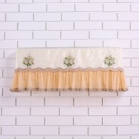 空调罩套挂式格力美的奥克斯卧室蕾丝布艺1.5p开机不取家用防尘罩|金枝玉叶-咖色 长80-86cm通用(开机不取款)