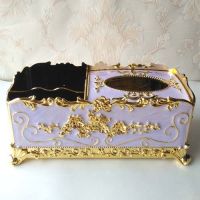 一个高档奢华纸巾盒 手工镶钻uv工艺镀金吸铁石开启不掉色。|欧式多功能金紫