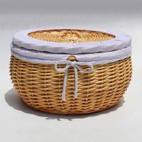 藤编馒头筐柳编面包篮餐厅桌面玩具编织收纳盒鸡蛋篮装馍框子圆形