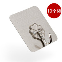 6只装无痕粘贴实木挂钩 创意壁挂装饰挂钩免打孔卧室门后衣帽架钩|金属挂钩拉丝贴(10个装)