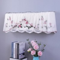 空调罩套挂式格力美的奥克斯卧室蕾丝布艺1.5p开机不取家用防尘罩|双色梅花-玫红 长86-92cm通用（全包款）