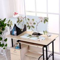 电脑罩棉麻布艺液晶电脑防尘罩显示器盖巾台式电脑套|牡丹绿 （17寸-22寸电脑罩）三件套