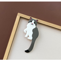小鱼家 日本创意动物挂钩软胶无痕粘钩熊猫狗狗萌宠|(无痕粘钩)灰布偶猫