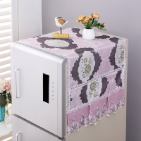 欧式冰箱盖布防尘罩冰箱巾对双单开门冰箱罩洗衣机套万能多用盖巾|巴黎玫瑰紫 对开门冰箱巾:侧60*180