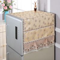 欧式冰箱盖布防尘罩冰箱巾对双单开门冰箱罩洗衣机套万能多用盖巾|褐色金丝叶 微波炉、烤箱罩无兜通用：35*95