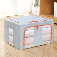 衣服收纳箱牛津布收纳盒布艺整理箱特大号|升级加厚棉麻-天蓝色 加强版80L[50*40*40cm]