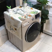 棉麻布艺防尘防水上开滚筒洗衣机罩床头柜盖布冰箱微波炉万能盖巾|可爱兔子18 60*150cm(洗衣机/单门冰箱)