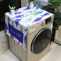 棉麻布艺防尘防水上开滚筒洗衣机罩床头柜盖布冰箱微波炉万能盖巾|海洋鱼群19 40*120cm(小冰箱/洗衣机罩)