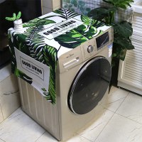 棉麻布艺防尘防水上开滚筒洗衣机罩床头柜盖布冰箱微波炉万能盖巾|深绿叶子25 40*120cm(小冰箱/洗衣机罩)