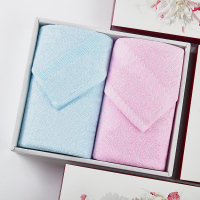 竹之锦 毛巾家纺 竹纤维毛巾轻柔吸水素色至简毛巾2条装礼盒装 34×76cm 绽放礼盒2条装B款