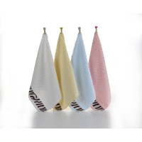 竹之锦 毛巾家纺 竹纤维加厚吸水淳质大方巾单条装 便携小毛巾 粉/黄