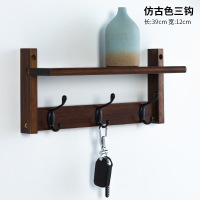 挂衣架壁挂墙上衣帽架创意实木卧室衣服架子玄关多功能挂钩置物架|仿古色(3钩)