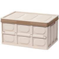 可折叠书籍收纳箱学生高中装书本用的收纳盒塑料整|折叠款卡其色 加厚折叠款大号收纳箱(42*28.5*23CM)