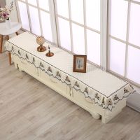 电视柜台布客厅电视柜罩防尘防滑双层高低床头柜盖布电视柜垫子|温情蜜意白色 40*160